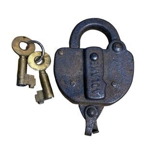 Vintage Adlake Lock Padlock Collectible with 2 Brass Keys WORKS